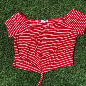 Red and white striped cropped top